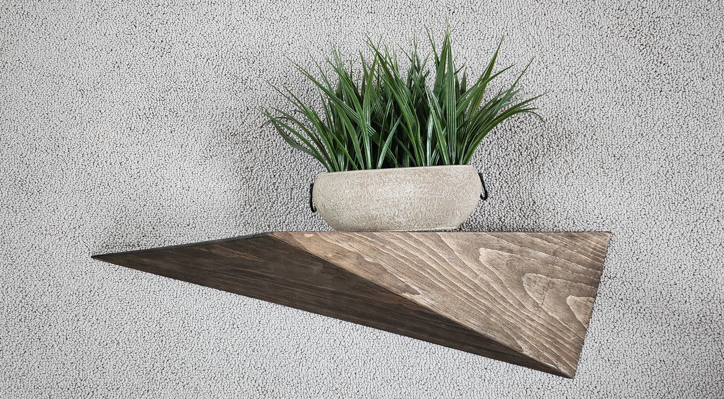 Semi-Symmetric Triangle Wood Floating Shelf