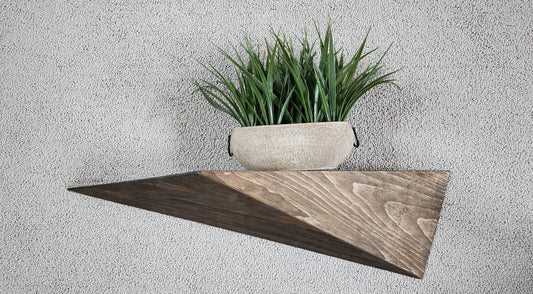 Semi-Symmetric Triangle Wood Floating Shelf