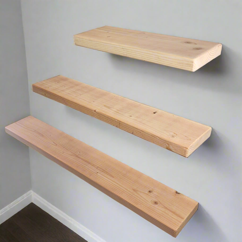 Solid Wood Rustic Timber Floating Shelf