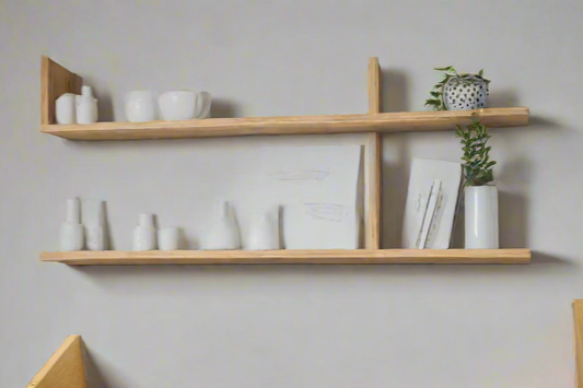 White Oak Floating Book Shelf Set