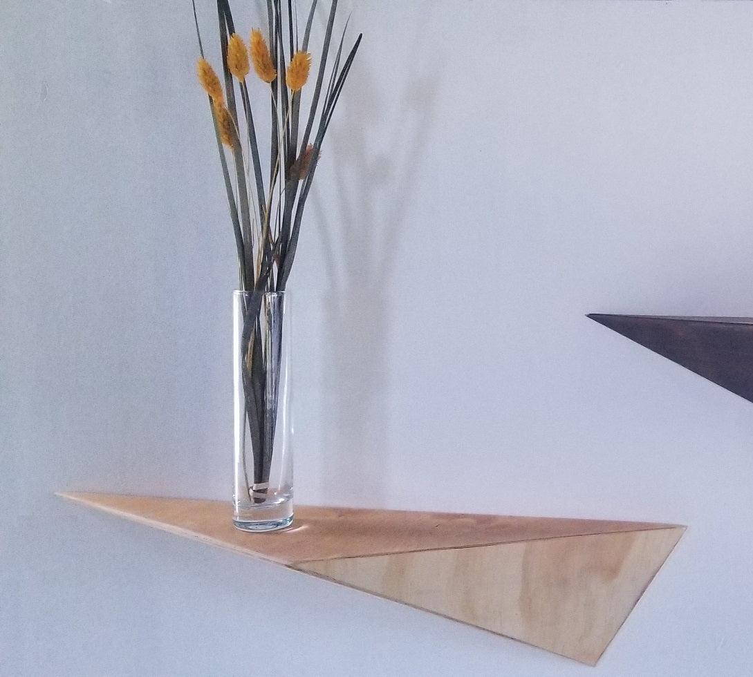 Semi-Symmetric Triangle Wood Floating Shelf
