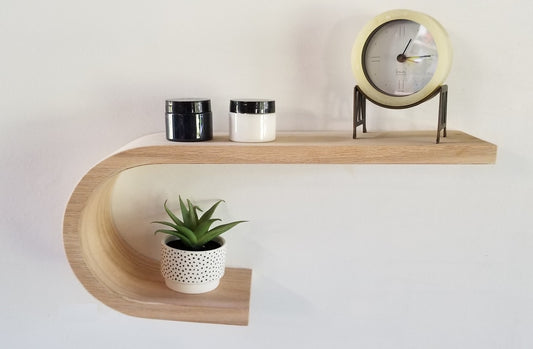 Curled Oak Floating Shelf