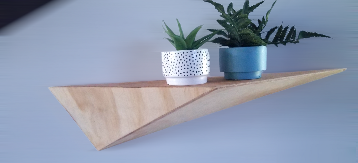 Semi-Symmetric Triangle Wood Floating Shelf