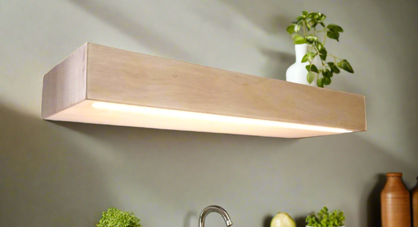 LED Light Wood Floating Shelf