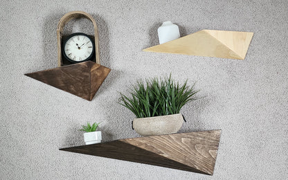 Triangular Wood Floating Shelf