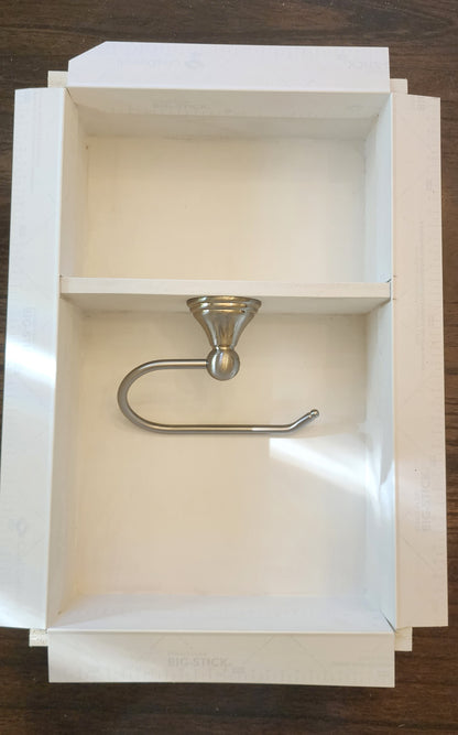 Flushed Recessed Niche Toilet Paper Holder with Single Storage