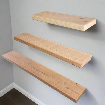 Solid Wood Rustic Timber Floating Shelf