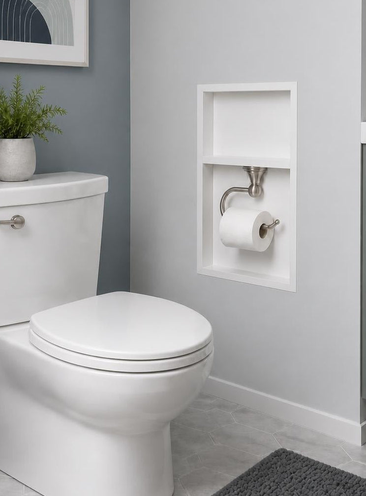 Recessed Niche Toilet Paper Holder with Storage