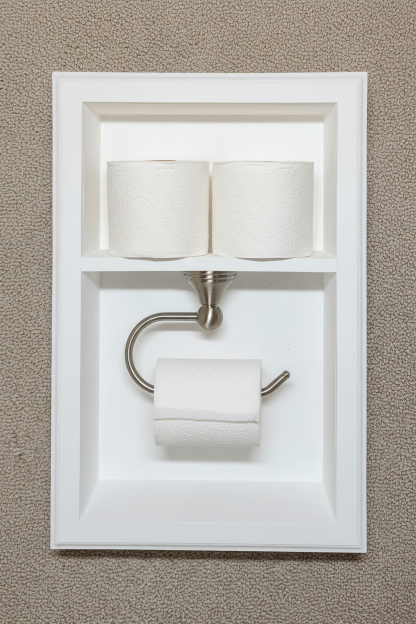 Recessed Niche Toilet Paper Holder with Storage Niche