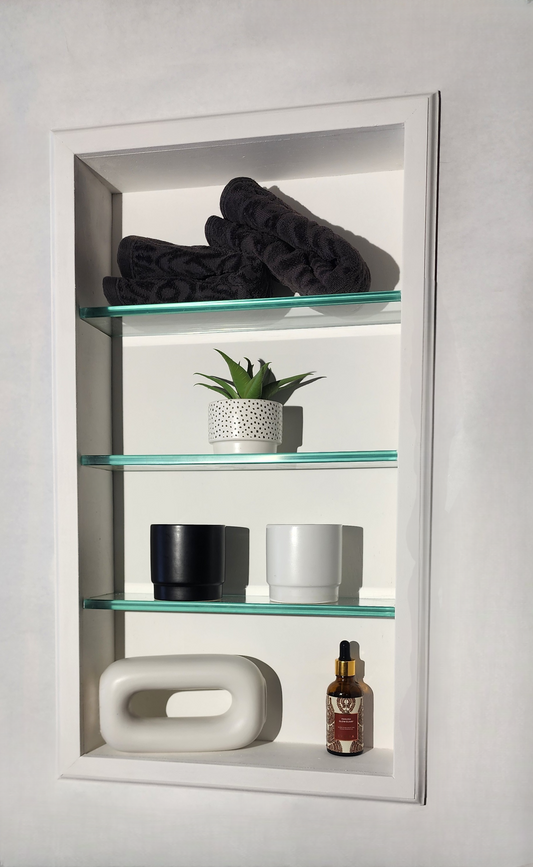 Recessed Niche Wall Storage With Glass Shelves