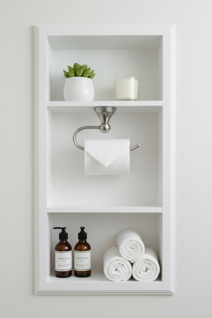 Recessed Niche Toilet Paper Holder with Double Storage