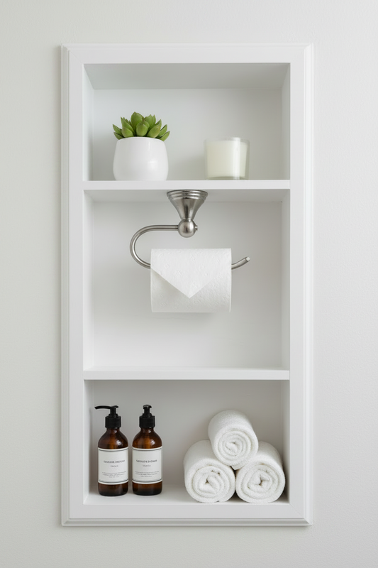 Recessed Niche Toilet Paper Holder with Double Storage