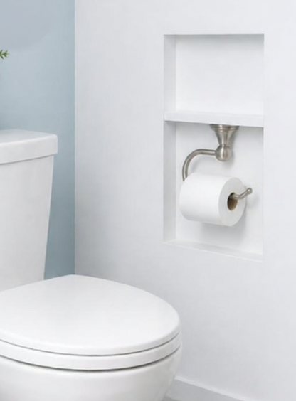 Recessed Toilet Paper Holder Niche - Trimless (Flush To Drywall) with Single Storage