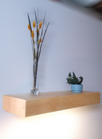 LED Light Wood Floating Shelf