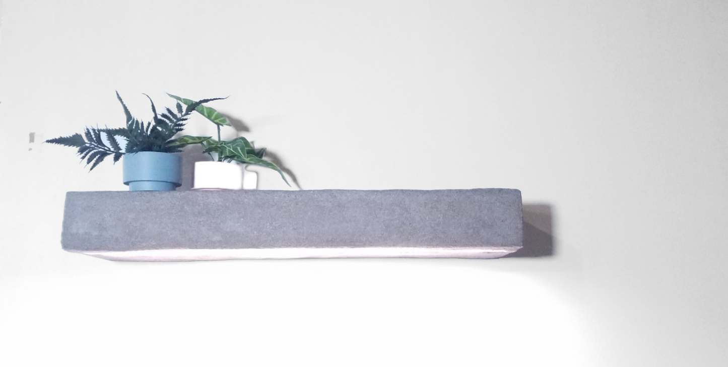 LED Light Concrete Floating Shelf